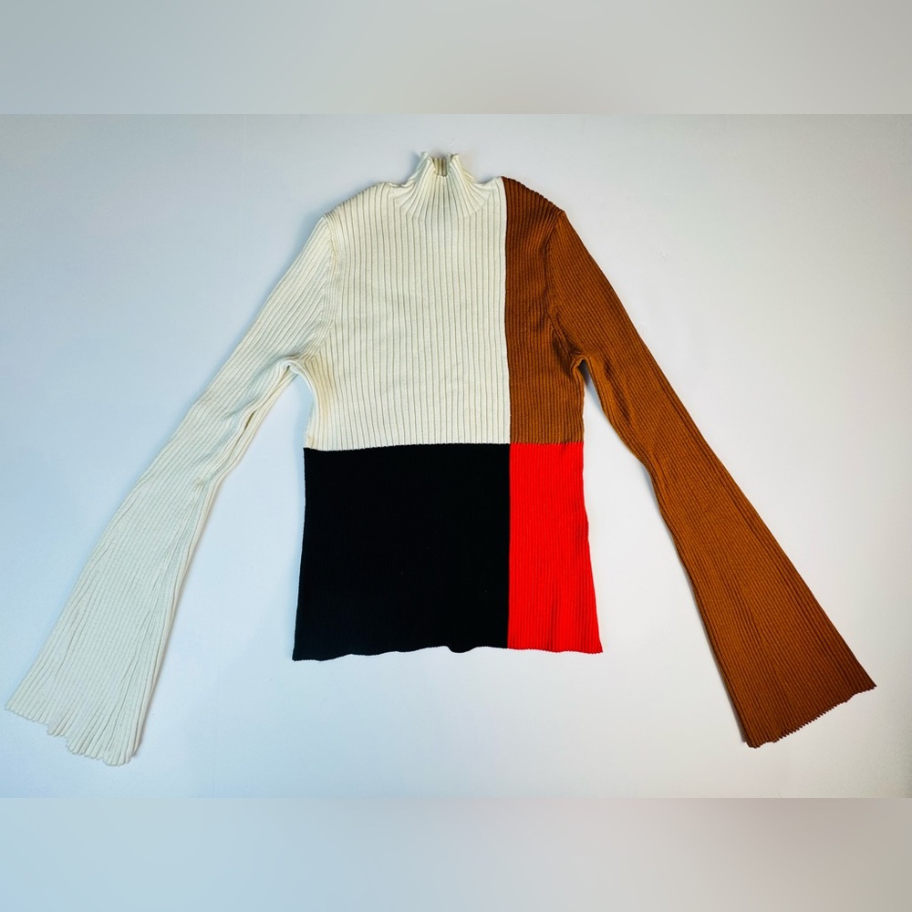 Banana Republic Women's Medium  HARBISON Color-Block Ribbed Sweater #755350 Euc - Picture 3 of 9